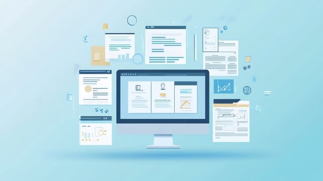 Desktop Computer with Documents and Charts