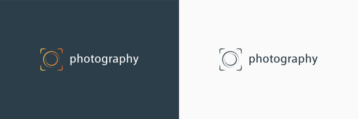 Poster - Simple Photography Logo Image. Abstract Camera Symbol Line Style Isolated On Dual Background. Flat Vector Logo Design Template Element Usable For Photography Resources.
