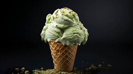 Wall Mural - A photo of a creamy pistachio gelato