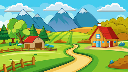 Wall Mural - wonderful a beautiful rural setting vector illustration