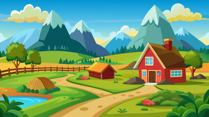 Wall Mural - wonderful a beautiful rural setting vector illustration