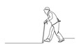 © Thuin_prodesign - Continuous line drawing of senior man walking with a cane.single-line art of an Elderly man grandfather or senior man isolated on a white background.