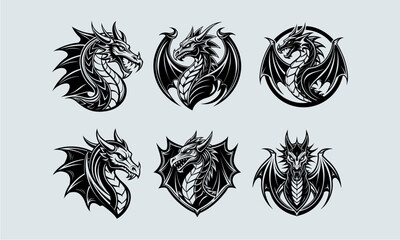 Wall Mural - logo of dragon silhouette