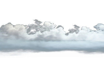 White fog or smoke, clouds isolated background.