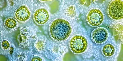 Microscopic View of Algae Cells