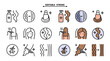 © Chistoprudnaya - Hair straightener icons set for hair care treatment and beauty or woman salon. Editable stroke. Hair straightener appliance for female haircut straightening and haircare cosmetic treatment symbols