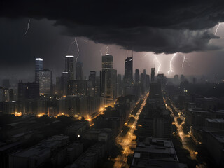 Wall Mural - country skyline at night,lightning over the sea,storm over the sea,lightning in the desert,lightning over the city