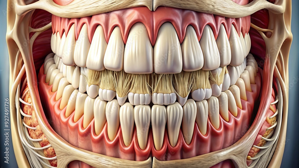 Close-up illustration of human teeth anatomy showcasing incisors ...