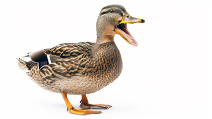 Duck with open mouth, isolated on a white background 