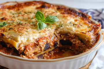 Wall Mural - homemade vegetarian moussaka with seitan