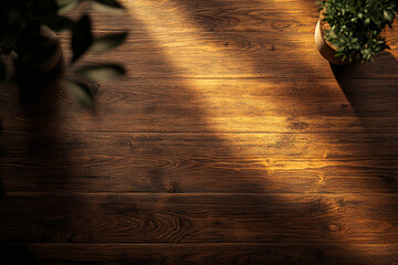 Wall Mural - A wooden floor with a plant in a vase on it