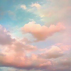 Poster - Soft pink and blue clouds in a pastel sky.