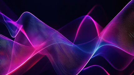 Poster - Abstract dynamic audio wave background with vivid, flowing lines and neon highlights. Great for presentations, tech graphics, and music-related visuals.
