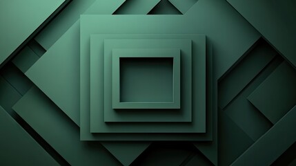 Wall Mural - Abstract green frame with geometric shapes forming a modern, layered background. Perfect for branding, business presentations, or digital content with a contemporary style.