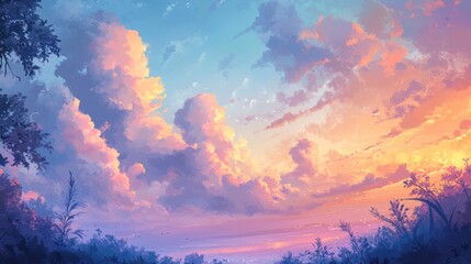 Wall Mural - serene twilight sky with pastel-colored clouds