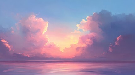 Wall Mural - serene twilight skies: tranquil evening with pastel-colored clouds