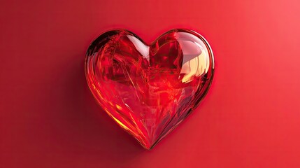Poster - Bright red vector heart with a 3D effect. Ideal for eye-catching love-themed graphics, Valentine's Day ads, or vibrant digital designs.