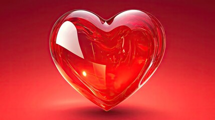 Poster - Bright red vector heart with a 3D effect. Ideal for eye-catching love-themed graphics, Valentine's Day ads, or vibrant digital designs.