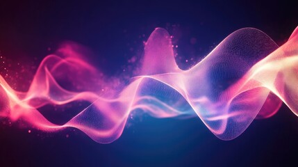 Poster - Creative sound wave background with pulsating, fluid lines and glowing effects. Suitable for tech and music-related projects, showcasing dynamic movement.
