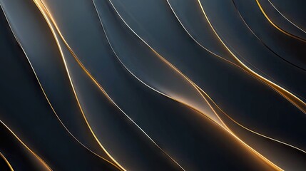 Poster - Dark grey luxury backdrop featuring gold light lines with smooth shadowing, ideal for a sleek and elegant visual effect.