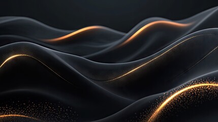 Poster - Dark grey luxury backdrop featuring gold light lines with smooth shadowing, ideal for a sleek and elegant visual effect.