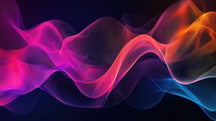 Poster - Dynamic, colorful sound waves representing audio and voice energy. Abstract background with vibrant gradients and fluid lines highlighting audio movement.