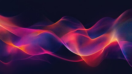 Poster - Dynamic sound wave illustration with colorful gradients representing voice and audio energy. Abstract background with fluid lines and vibrant hues.