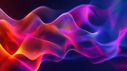 Poster - Dynamic sound wave illustration with colorful gradients representing voice and audio energy. Abstract background with fluid lines and vibrant hues.