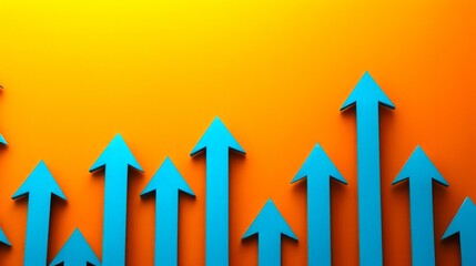 Poster - Colorful arrows point upwards symbolizing growth and progress. This vibrant image captures a sense of optimism and forward motion. Perfect for business themes and motivational content. AI