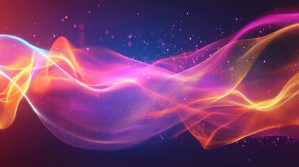 Poster - High-energy sound wave background design featuring dynamic lines and vibrant colors. Ideal for music, digital media, and technology-themed graphics.