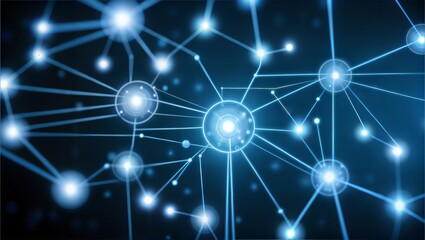 Poster - Technology Convergence: A vibrant nexus of data pathways and glowing nodes illustrating the power and reach of modern technology. 