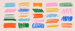 © Vitalii - Multi colored charcoal pencil scribble vector set. Vector charcoal smears, horizontal wavy strokes and swirls. Doodle style sketchy lines.  Grungy smears and rough crayon strokes.