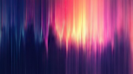 Poster - Rainbow gradient sound wave lines illustration depicting speech or audio in motion. Dynamic and colorful abstract background for tech or media themes.