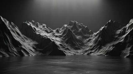 Wall Mural - Black and White Mountain Landscape