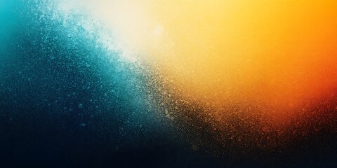 Wall Mural - Abstract teal orange yellow black grainy color gradient background noise texture