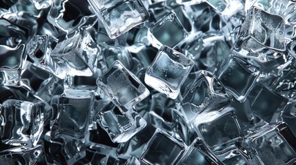 Poster - Structural ice cubes forming a digital art background.