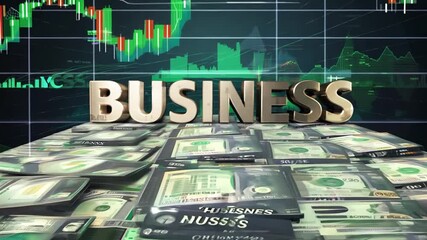 Poster - 3d business growth with money & stock market charts generative ai
