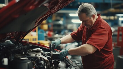 Wall Mural - A person explaining how to perform basic car maintenance.