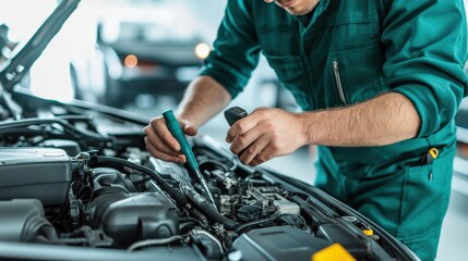 Wall Mural - A person explaining how to perform basic car maintenance.