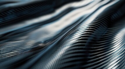 Poster -  Detailed view of a smooth, flowing fabric with a dark, metallic sheen, showcasing its texture.