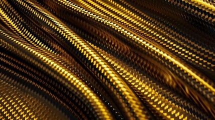 Poster - Modern top view of a golden carbon fiber surface, providing a sophisticated and high-tech background.