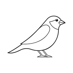 Black silhouette sparrow bird vector illustration isolated on white outline style