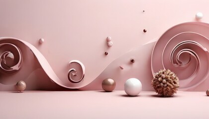 Leinwandbilder - pink wall with bunch flowers and small pine