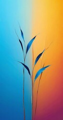 Wall Mural - painting plant with blue leaves