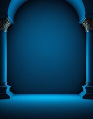 Aufkleber - arch with columns and blue background