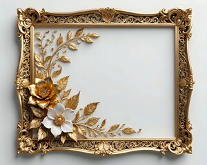 Gold ornate frame with floral decorations.