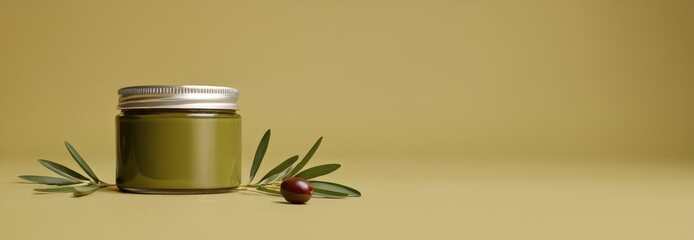Aufkleber - jar olive oil with single branch