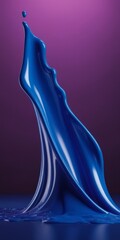 Poster - blue liquid splash on purple background