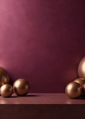 Fototapete - group gold balls on purple background