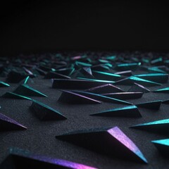 Wall Mural - black background with many different colored glass shards